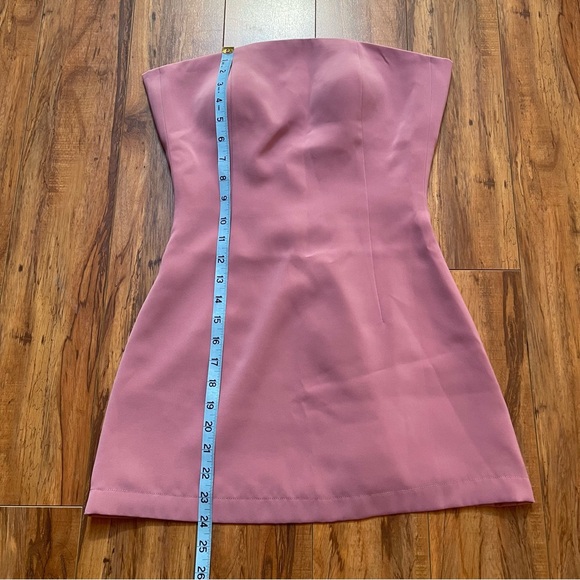 Upcycled Strapless Pink Muave Mini Dress with Dior Ribbon Lace-up Size XS - Picture 5 of 16